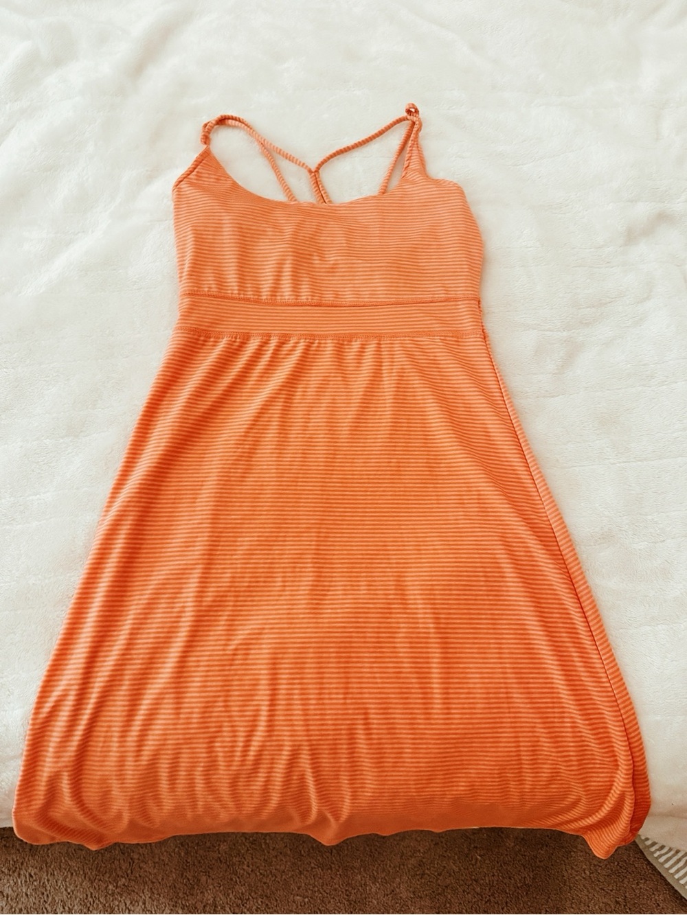 Soybu Orange Ribbed Strappy Midi Dress